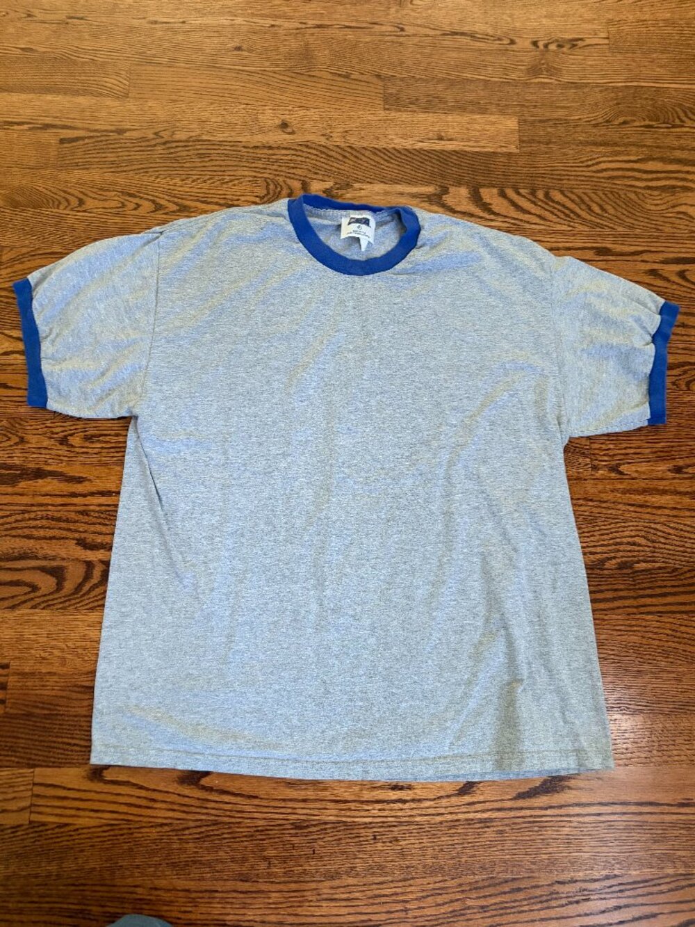 Vintage CSA T Shirt Mens Size XL Gray Blue Ringer Blank 90s Tee Made in USA